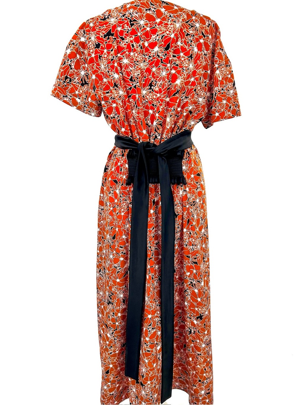 Cedric Charlier Italy Floral Smocked Waist Belted Midi Dress IT42 US 6